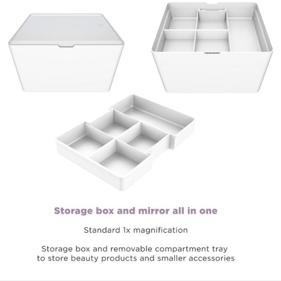 Conair LED-Lighted Storage Vanity Touchscreen Mirror- White - Picture 5 of 12